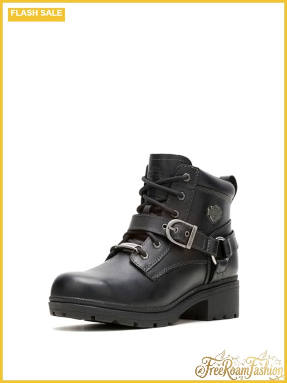 Harley-Davidson Women's Tegan Leather Motorcycle Ankle Boots Lace-Up Harness